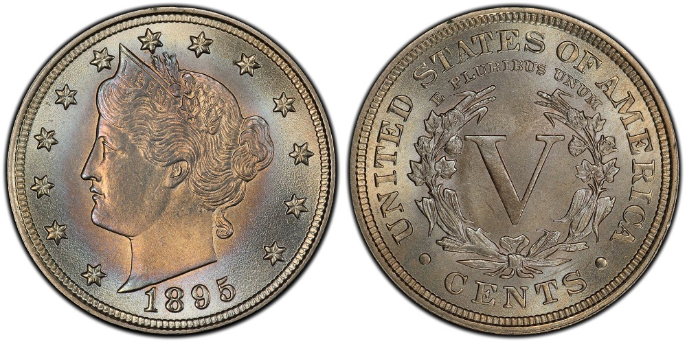 1895 Liberty Nickel MS-66 showing exceptional cartwheel luster with minimal contact marks