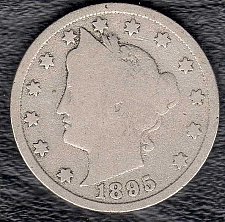 1895 Liberty Nickel repunched date variety showing secondary digit impressions under magnification